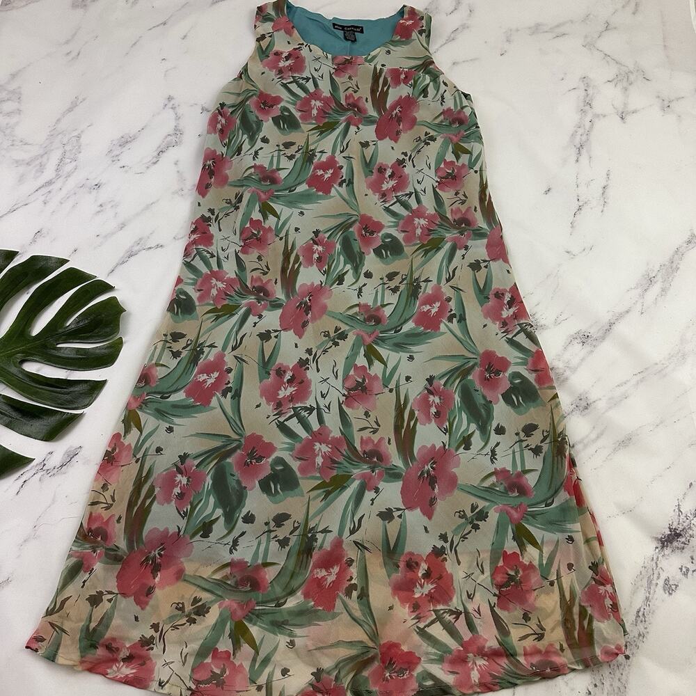 Mlle Gabrielle Womens Vintage Y2k Slip Maxi Dress Plus Size 22W Gray Pink Floral